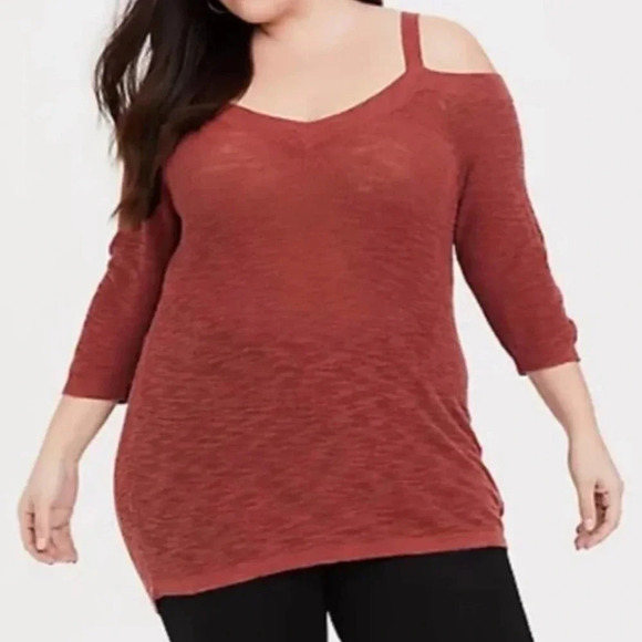 TORRID SWEATER CUT OUT SHOULDER BLOUSE - Picture 1 of 6
